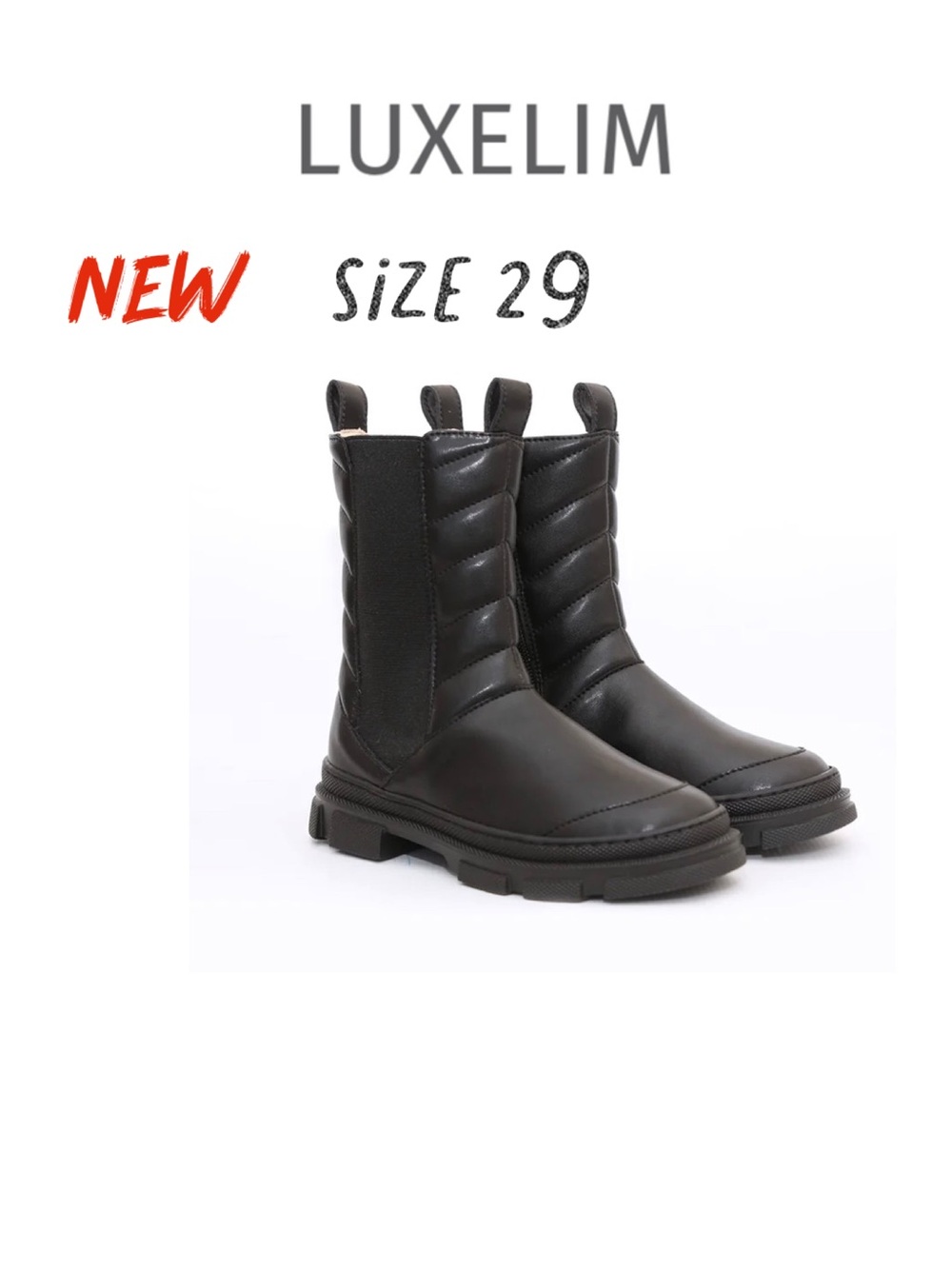 New Luxelim size 29 Chelsea leather boots black/black